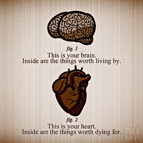 Runner Things #1638: This is your brain. Inside are the things worth living by. This is your heart, inside are the things worth dying for.