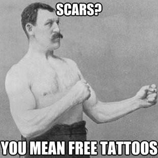 Runner Things #1783: Scars? You mean free tattoos. - fb,fitness