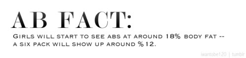 Runner Things #2026: AB FACT: Girls will start to see abs at around 18% body fat -- a six pack will show up around 12% - fb,fitness