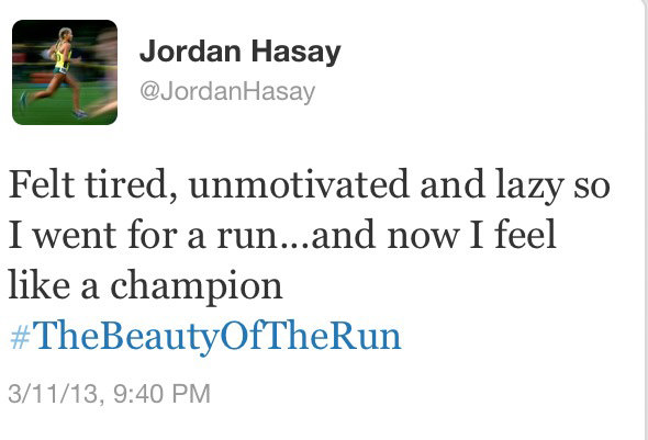 Runner Things #2416: Felt tired, unmotivated and lazy, so I went for a run. And now I feel like a champion.