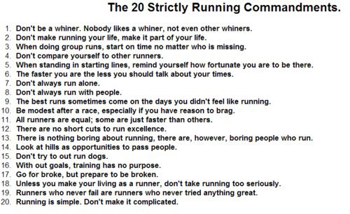 Runner Things #2438: The 20 Strictly Running Commandments