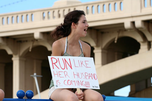 Runner Things #2474: Run like her husband is coming!!!