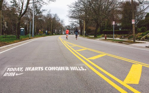 Runner Things #2532: Today, hearts conquer hills. Run. - fb,running