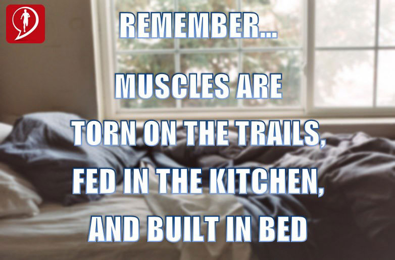 Runner Things #2778: Remember, muscles are torn on the trails, fed in the kitchen, and built in bed. - fb,running
