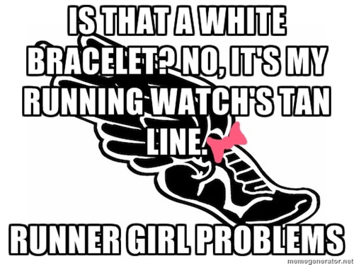 Runner Things #68: Is that a white bracelet? No, it's my running watch's tan line. - fb,running-humor