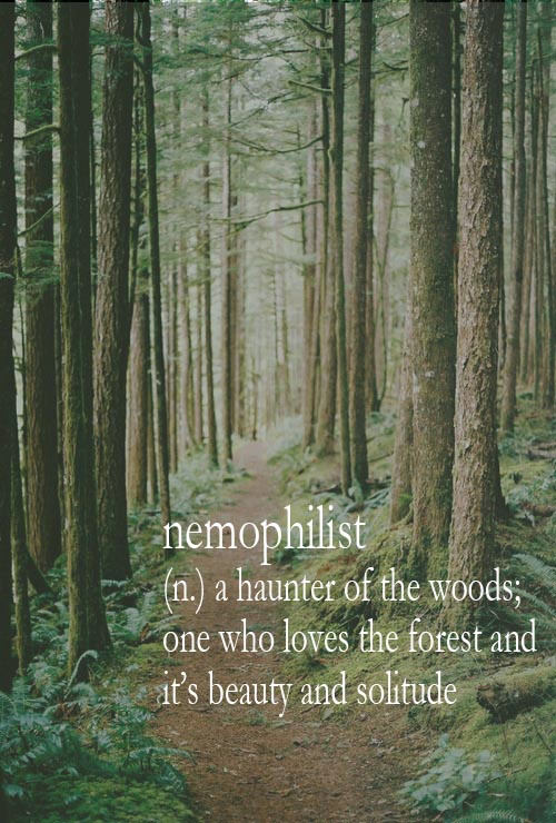 Runner Things #280: Nemophilist - a haunter of the woods; one who loves the forest and it's beauty and solitude.