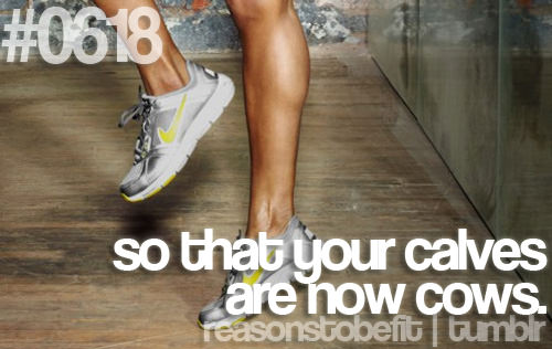 Runner Things #581: Reasons to be fit #0618 So that your calves are now cows. - fb,fitness