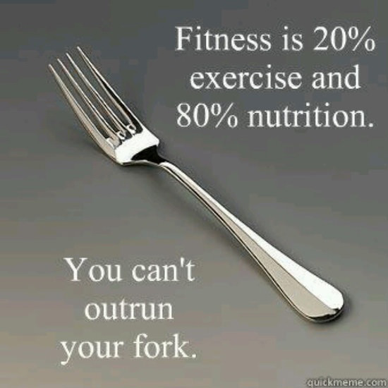 Runner Things #618: Fitness is 20% exercise and 80% nutrition. You can't outrun your fork. - fb,nutrition