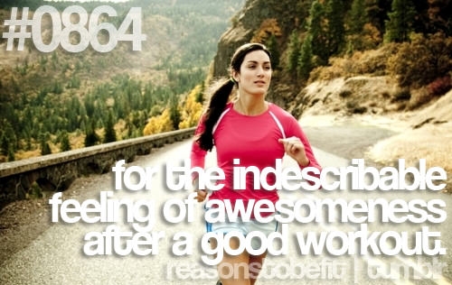 Runner Things #724: Reasons to be fit #0864 For the indescribable feeling of awesomeness after a good workout. - fb,running