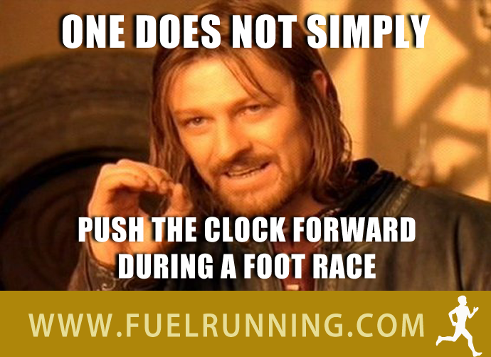 Fitness Stuff #127: One does not simply push the clock forward during a foot race.  - fb,running-humor,boromir