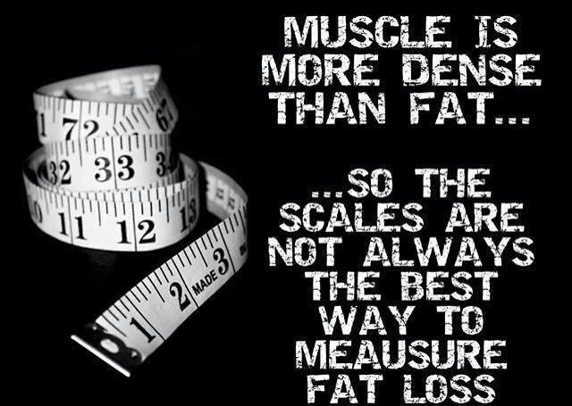 Fitness Stuff #419: Muscle is more dense than fat, so the scales are not always the best way to measure fat loss. - fb,fitness